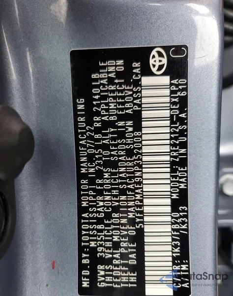 2022 Toyota Corolla Le из США, поврежденный, VIN 5YFEPMAE9NP352008